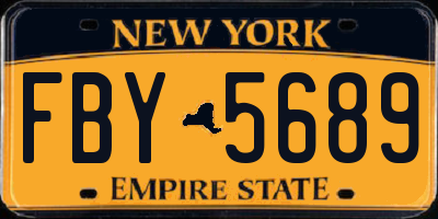 NY license plate FBY5689
