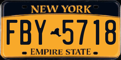 NY license plate FBY5718