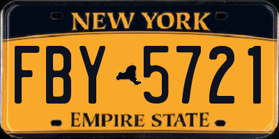 NY license plate FBY5721
