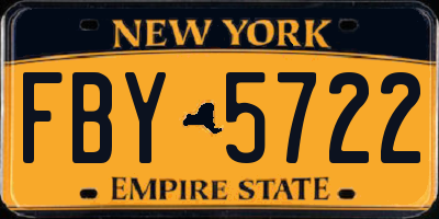 NY license plate FBY5722