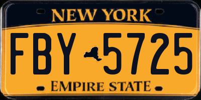 NY license plate FBY5725