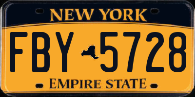 NY license plate FBY5728