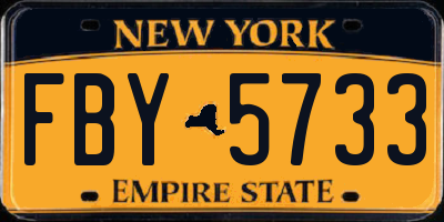 NY license plate FBY5733