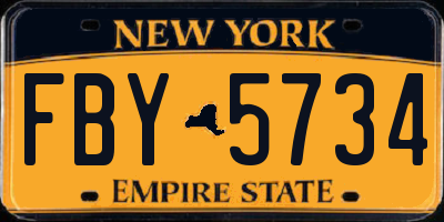NY license plate FBY5734