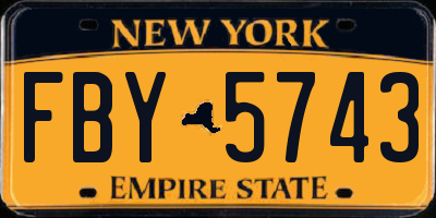 NY license plate FBY5743