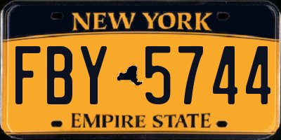NY license plate FBY5744