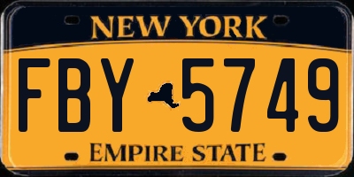 NY license plate FBY5749