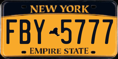 NY license plate FBY5777