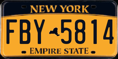 NY license plate FBY5814