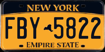 NY license plate FBY5822