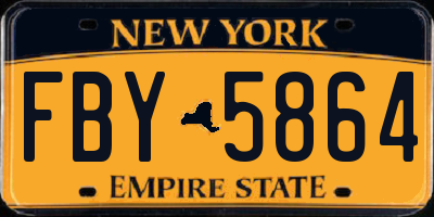 NY license plate FBY5864