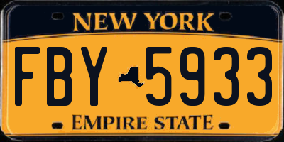 NY license plate FBY5933