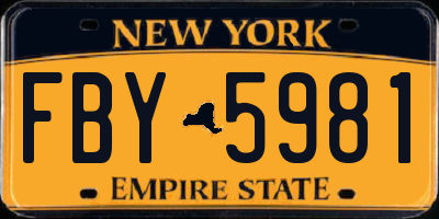 NY license plate FBY5981