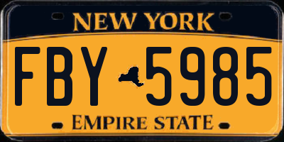 NY license plate FBY5985