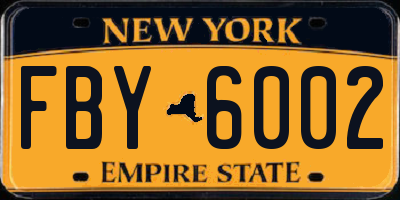 NY license plate FBY6002