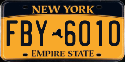 NY license plate FBY6010