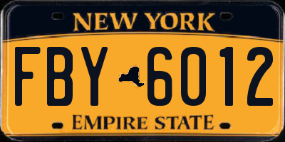 NY license plate FBY6012