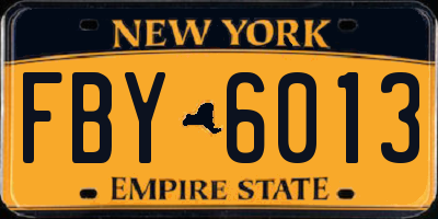 NY license plate FBY6013