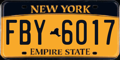NY license plate FBY6017