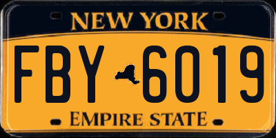 NY license plate FBY6019