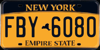 NY license plate FBY6080
