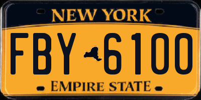 NY license plate FBY6100