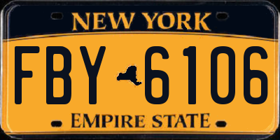 NY license plate FBY6106