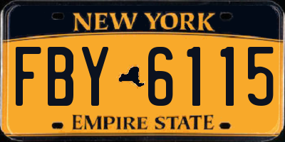 NY license plate FBY6115