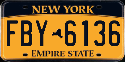NY license plate FBY6136