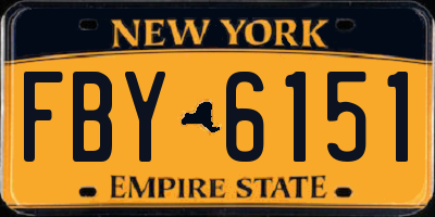 NY license plate FBY6151