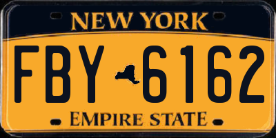 NY license plate FBY6162