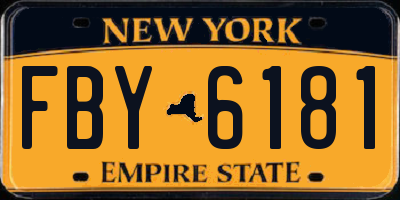 NY license plate FBY6181