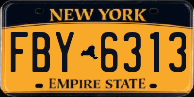 NY license plate FBY6313