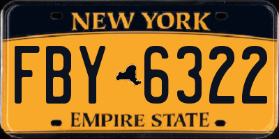 NY license plate FBY6322