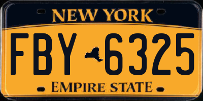 NY license plate FBY6325