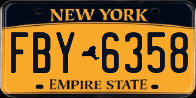 NY license plate FBY6358