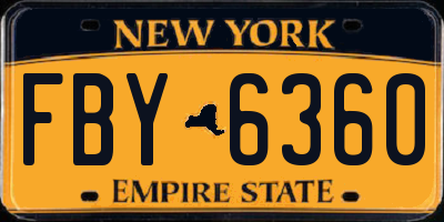 NY license plate FBY6360