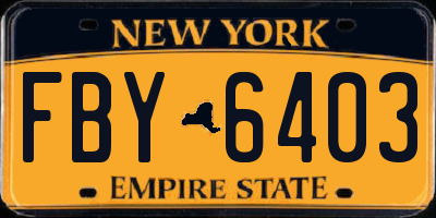 NY license plate FBY6403