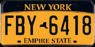 NY license plate FBY6418