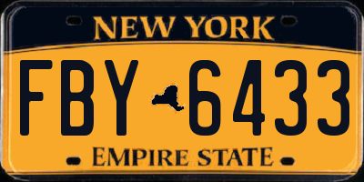 NY license plate FBY6433