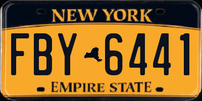 NY license plate FBY6441