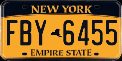 NY license plate FBY6455