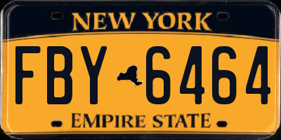 NY license plate FBY6464