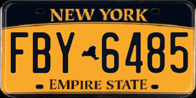 NY license plate FBY6485
