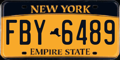 NY license plate FBY6489