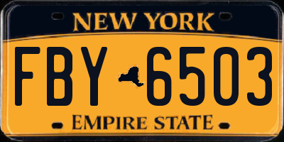 NY license plate FBY6503