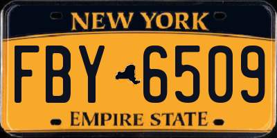 NY license plate FBY6509