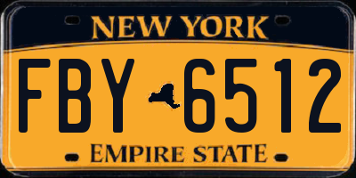 NY license plate FBY6512