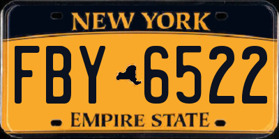 NY license plate FBY6522