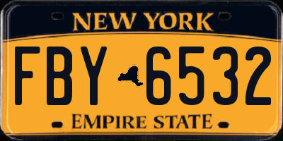 NY license plate FBY6532